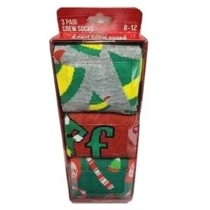 NEW ELF The Movie  Holiday Socks 3 Pack Size 8-12 Adult New In Pack Crew